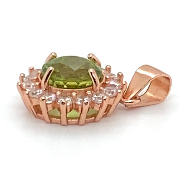 Peridot 2.10ct Rose Gold Finish Solid 925 Sterling Silver Pendant - Picture 3 of 6
